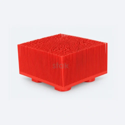 130297 / 702583 red Nylon bristle block for Lectra VT5000 / VT7000 cutters, angled top view.