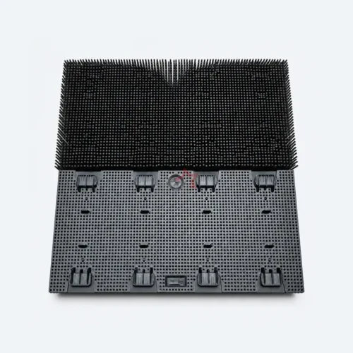 131240 / 704233 / 127612 black Nylon bristle block for Lectra MX / iX cutters, bristle and underside views.