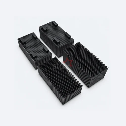 171344039 black Nylon bristle block for Bullmer S90 / S90 Pro cutters, angled views of bristles and undersides.