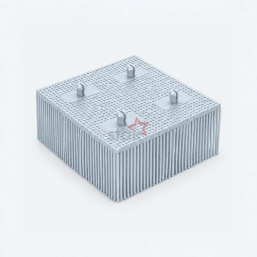 Stak 92910004 light blue Poly bristle block for Gerber cutters, angled view with a round foot base.