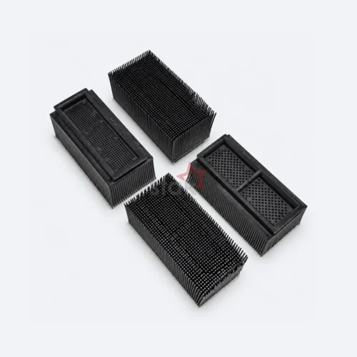 Black Nylon replacement bristle block for AGMS, 100 x 50 x 49 mm, bristle-side and underside views.