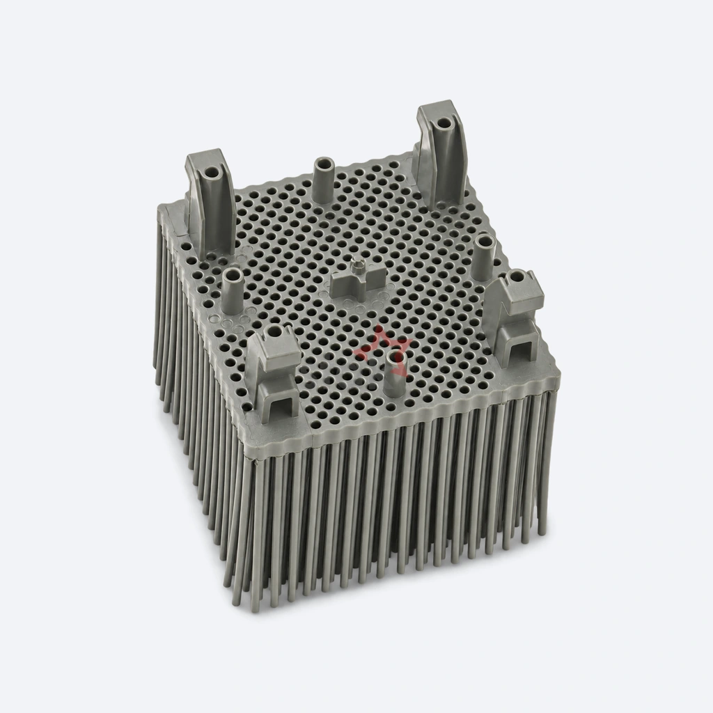 N06.0001S1760-G grey Nylon bristle block for FK Super Jeans, angled underside view.