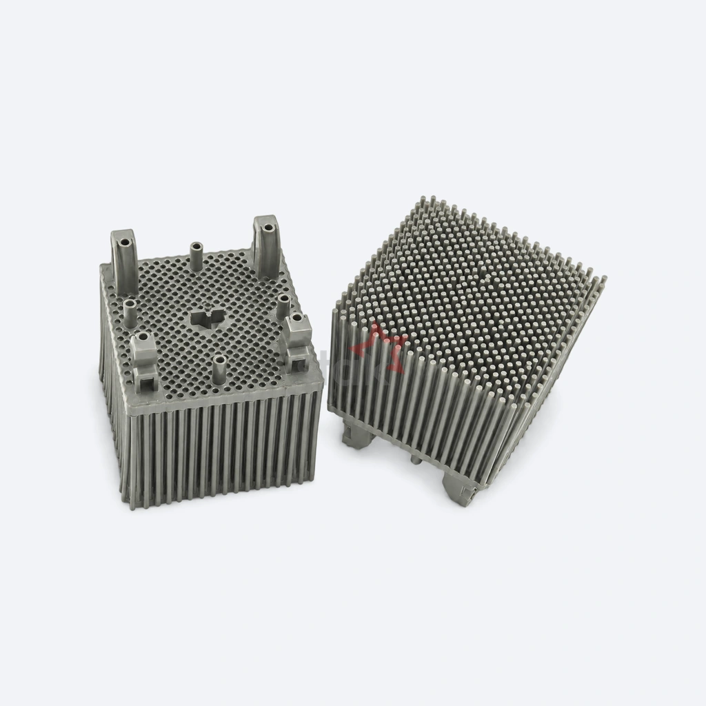 N06.0001S1760-G grey Nylon bristle block for FK Super Jeans, paired bristle and underside views.