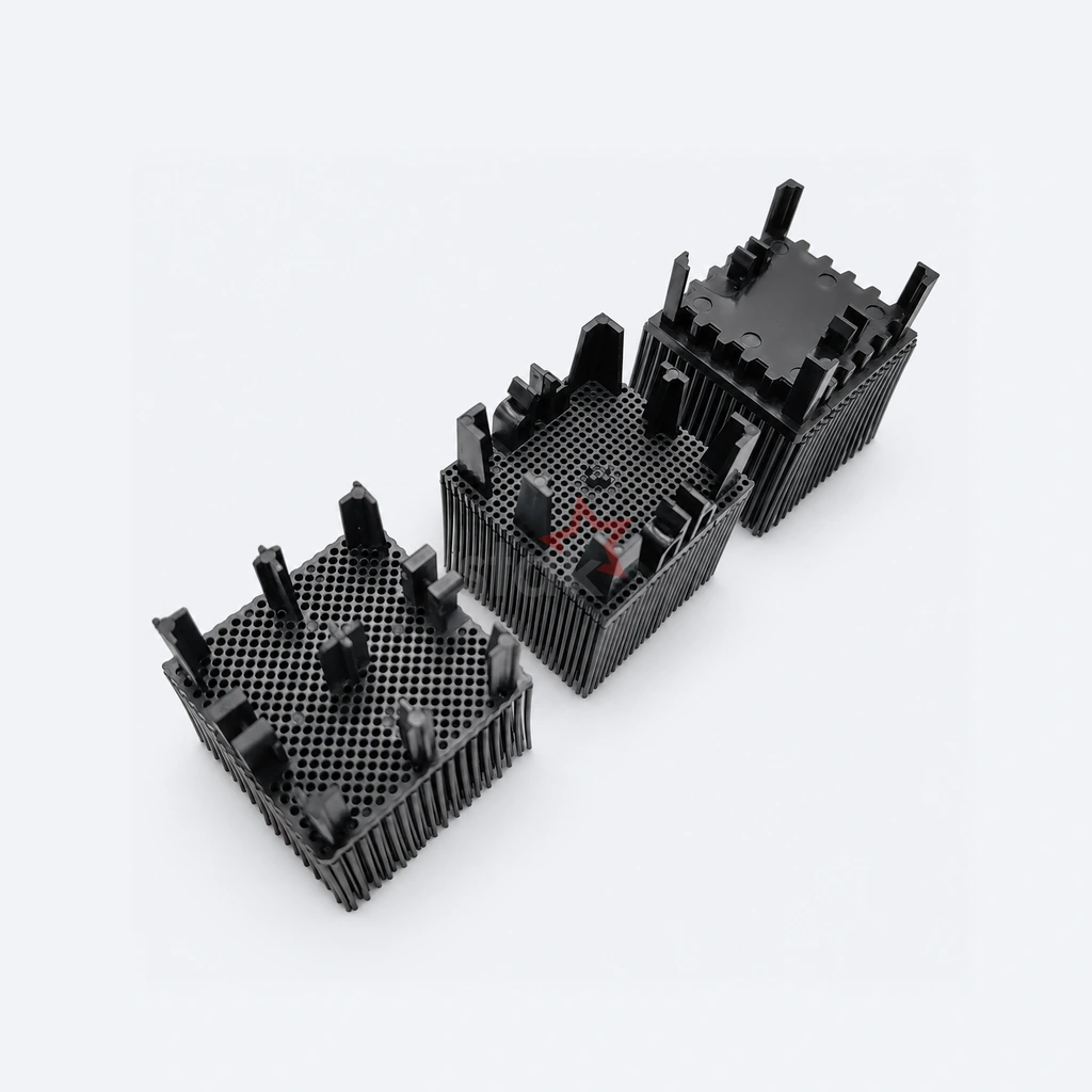 N10.0001S048-N black Nylon bristle block for the FK 6-7-8-9 group, angled underside views of black blocks.