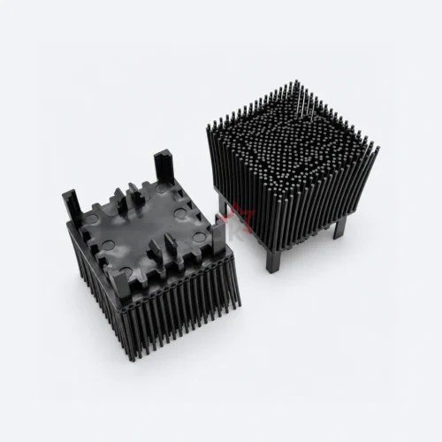 N10.0001S048-N black Nylon bristle block for the FK 6-7-8-9 group, paired bristle and underside views.