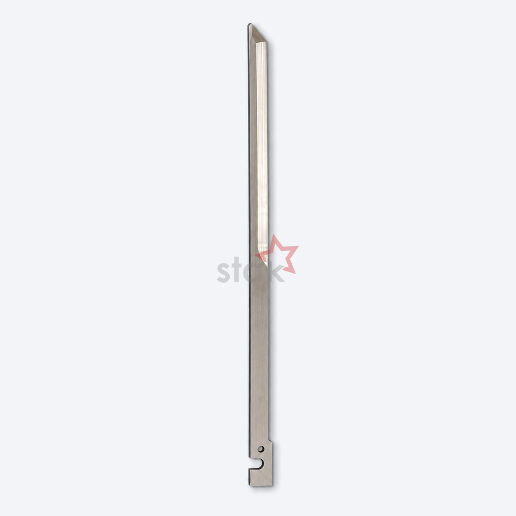 Full view of Stak HSS M2 cutting blade CFHG018 for Shima Seiki, 185 × 6.5 × 2.3 mm
