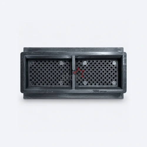 Black Nylon replacement bristle block for Takatori, 100 x 50 x 49 mm, Solid-Rim Base, solid-rim underside with a centre divider.